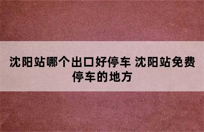 沈阳站哪个出口好停车 沈阳站免费停车的地方